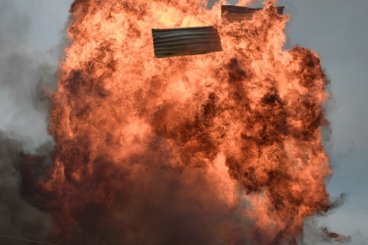 H στιγμή της έκρηξης σε εργοστάσιο στις Αφίδνες © EUROKINISSI