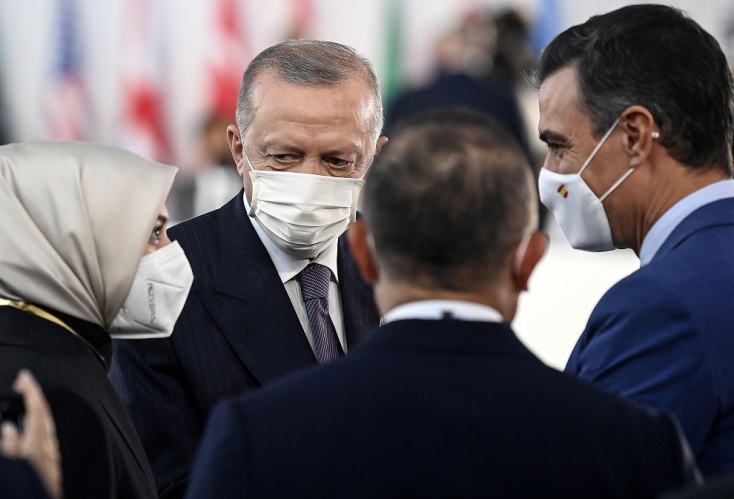 Ο Τούρκος πρόεδρος Ρετζέπ Ταγίπ Ερντογάν κατά τη Σύνοδο G20 στη Ρώμη