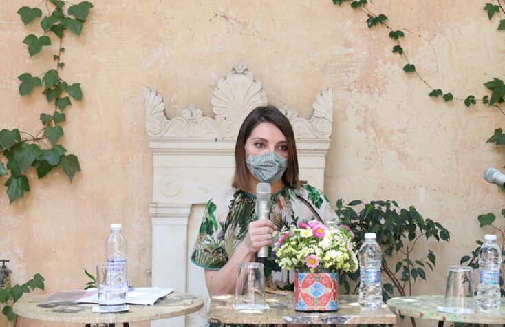 Η Έρι Κύργια στη Συνέντευξη Τύπου για την ανακοίνωση του προγράμματος του Εθνικού Θεάτρου 2021-2022