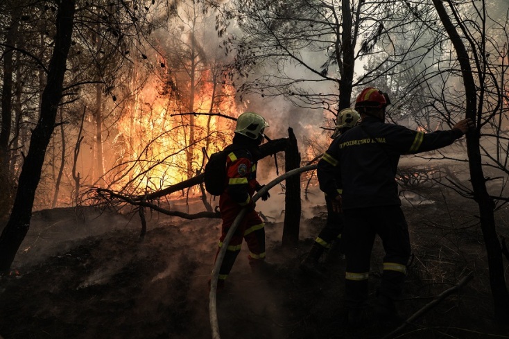 Στιγμιότυπο από τη μάχη με τις αναζωπυρώσεις στη Βόρεια Εύβοια
