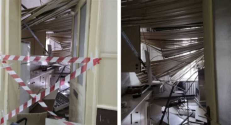 Τα μαγειρεία στο νοσοκομείο «Ευαγγελισμός» μετά την κατάρρευση της ψευδοροφής