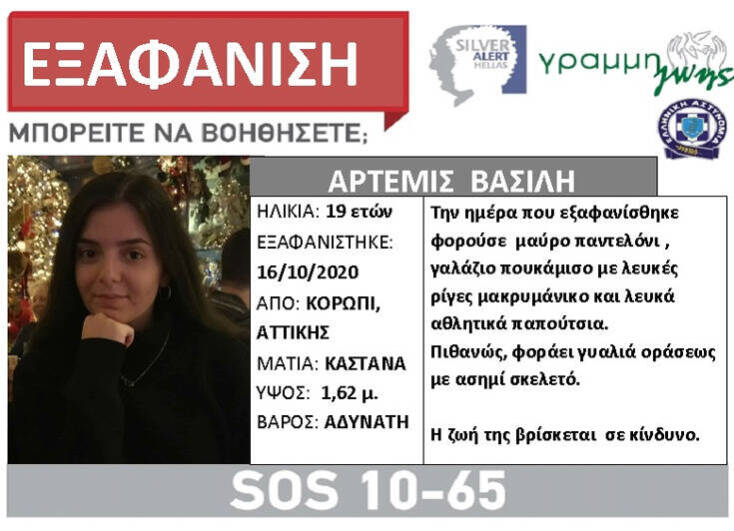 Εξαφάνιση 19χρονης στο Κορωπί 