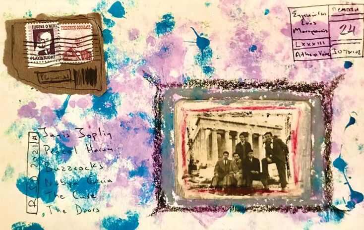 Έργο μεικτής τεχνικής του Γιώργου Φλωράκη για τη στήλη του Σημειώσεις Ενός Μονομανούς