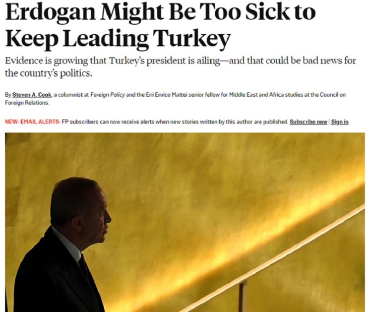 Το δημοσίευμα της Foreign Policy για την υγεία του Ερντογάν