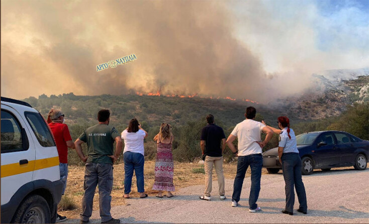 Αργολίδα: Φωτιά στο Αραχναίο Ναυπλίου - Κάτοικοι παρακολουθούν με αγωνία την πυρκαγιά