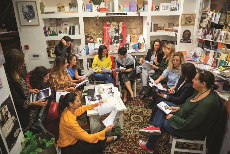 Γυναίκες κατά τη διάρκεια δράσης του Lean In στο Free Thinking Zone. 