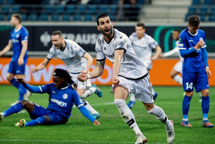 Ο Κρέσπο πετυχαίνει γκολ για τον ΠΑΟΚ κόντρα στη Γάνδη για το Europa Conference League και το πανηγυρίζει έξαλλα