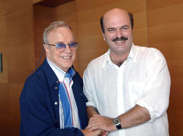Ο σκηνοθέτης Γιάννης Καραχισαρίδης, το 2005 με τον Ιταλό σκηνοθέτη Φράνκο Τζεφιρέλι