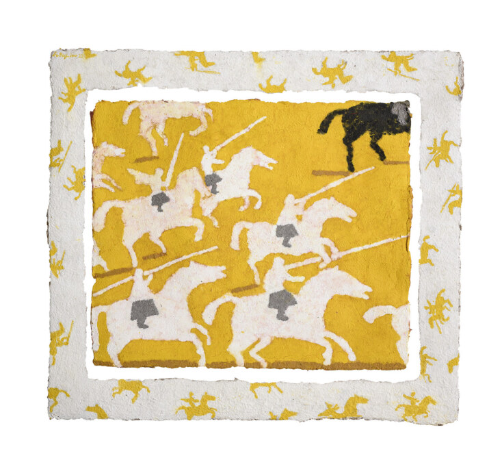 Πίνακας ζωγραφικής του Γιάννη Ευθυμίου από την έκθεση «Αγνώς Καβαλάρης» που φιλοξενείται στην Evripides&nbsp;Art&nbsp;Gallery.