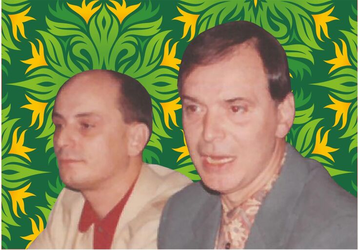 Ο Γιώργος Παυριανός με τον Γιώργο Μαρίνο σε συνέντευξη Τύπου.