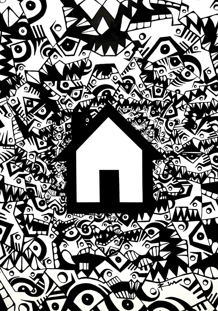 Καραντίνα, πίνακας ζωγραφικής του Γιώργου Τζινούδη για την πανδημία του Κορωνοϊού