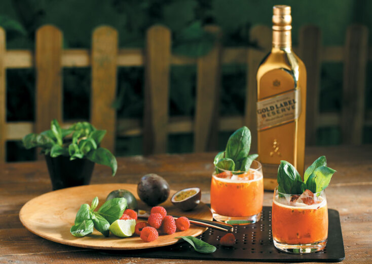 Golden basil cocktail