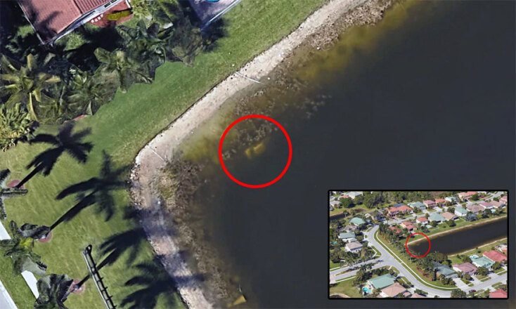 Google maps: Η δορυφορική εικόνα με το βυθισμένο ΙΧ σε λίμνη της Φλόριντα