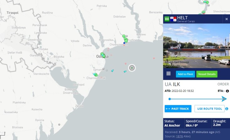 Η θέση του σκάφους που βυθίζεται ανοιχτά της Οδησσού
