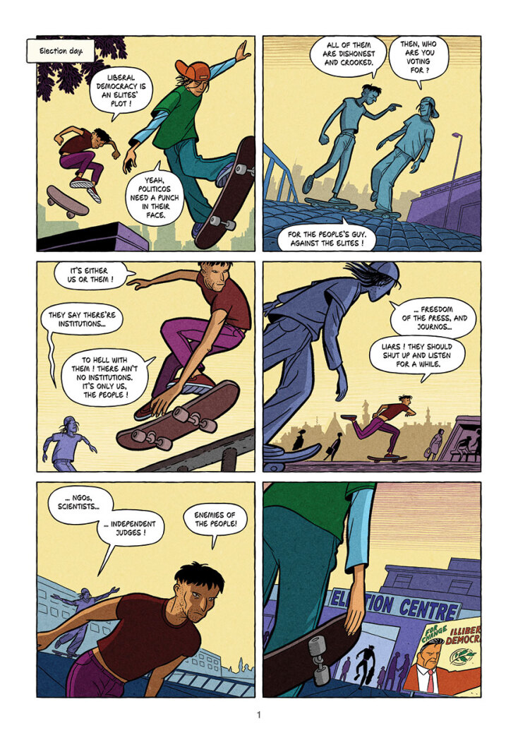 Ι, the People: Σελίδα από το κόμικ των Τάκη Παππά και Αλέκου Παπαδάτου