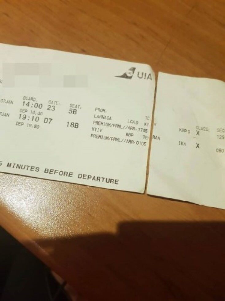 Η κάρτα επιβίβασης στο μοιραίο Boeing που συνετρίβη στην Τεχεράνη