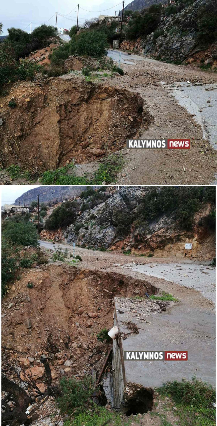 Στο νησί έχουν προκληθεί σημαντικές ζημιές από τις ισχυρές βροχοπτώσεις