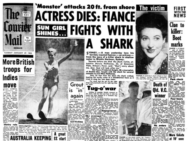 Το πρωτοσέλιδο για τη φονική επίθεση καρχαρία στην Αυστραλία το 1963