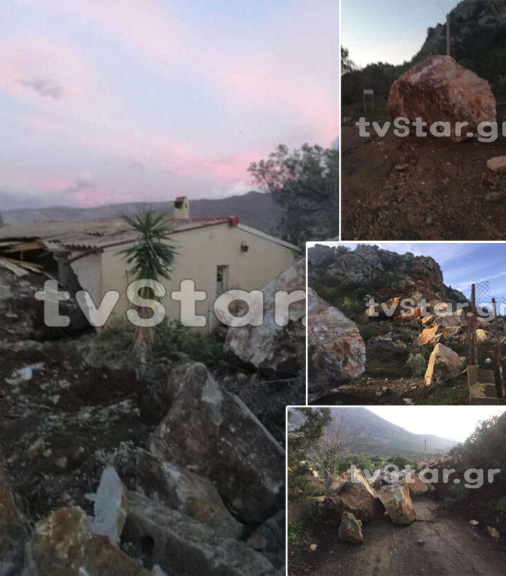 Βράχος έπεσε σε σπίτι στη Βοιωτία 