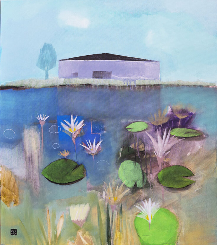 Το όνειρο με τα νούφαρα, Χρήστος Καχαγιόγλου, Ακρυλικά σε καμβά