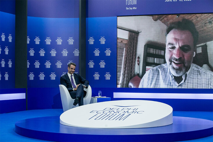 Ο Κυριάκος Μητσοτάκης συζήτησε με τον ιστορικό και συγγραφέα Νάιαλ Φέργκιουσον στο 5ο Οικονομικό Φόρουμ των Δελφών