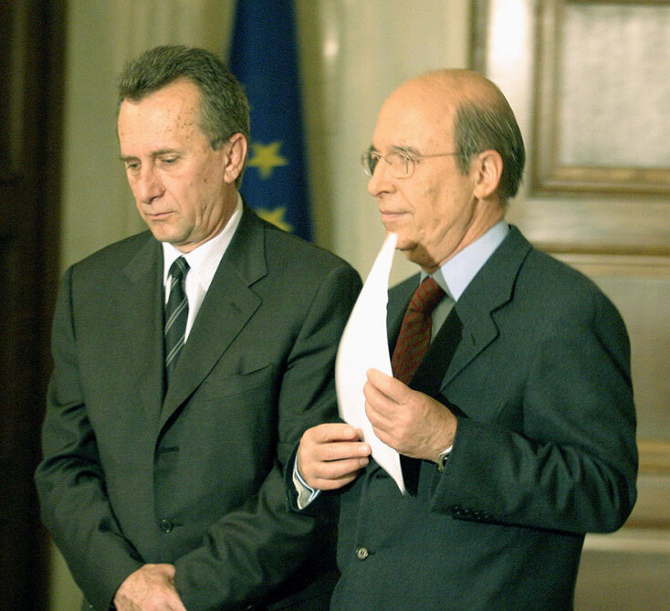 Γιώργος Δρυς και Κώστας Σημίτης στο Μέγαρο Μαξίμου (ΦΩΤΟ ΑΡΧΕΙΟΥ)