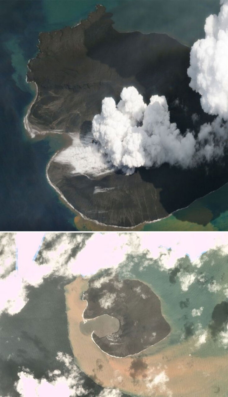 Το πριν και το μετά στο ηφαίστειο Κρακατόα