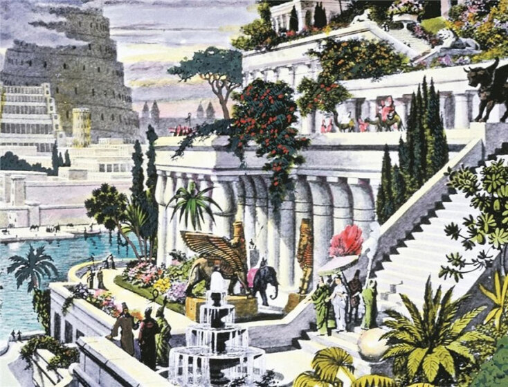 Εικονογράφηση για τους Κρεμαστούς κήπους της Βαβυλώνας ©Wikimedia Commons