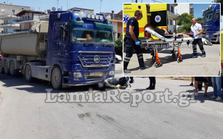 Νταλίκα παρέσυρε μηχανάκι