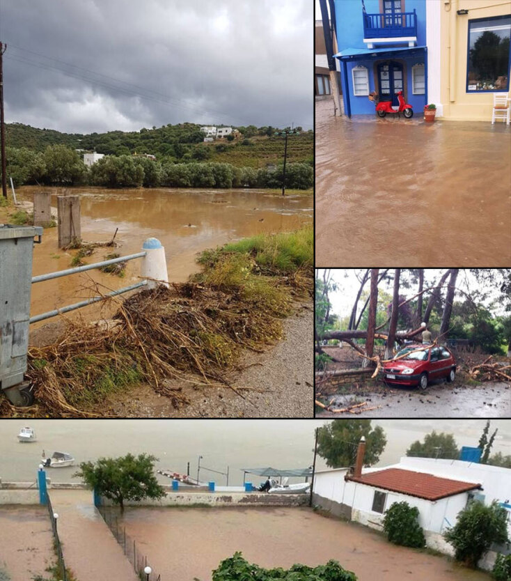 Καταστροφές από την κακοκαιρία στη Λέρο