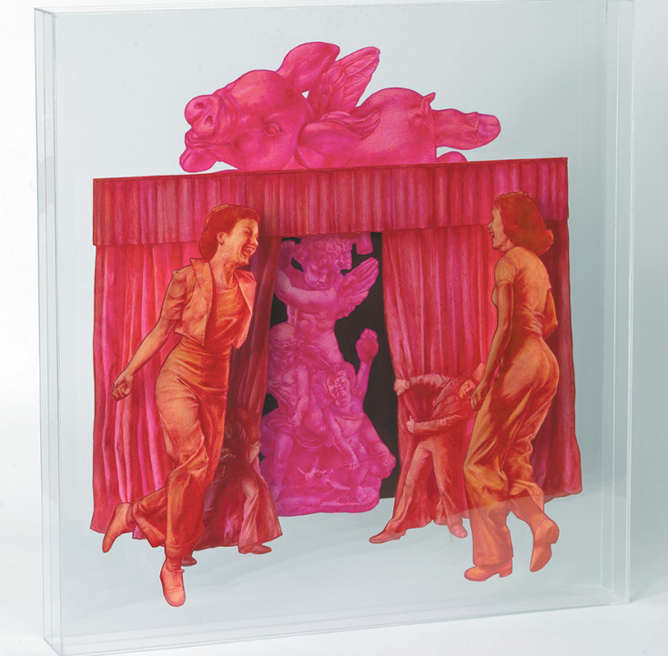 Λίλα Μπελιβανάκη, «Pigs Can Fly». Στυλό και μελάνια σε χαρτόνι. 2020