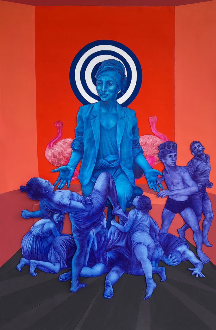 Λίλα Μπελιβανάκη, «Οι Ρομαντικοί». Στυλό και Ακρυλικά σε χαρτί. 2021