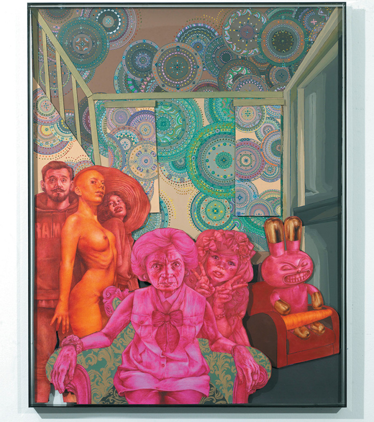 Λίλα Μπελιβανάκη, «The Gang». Στυλό, μελάνι και ακρυλικά σε χαρτόνι. 2021