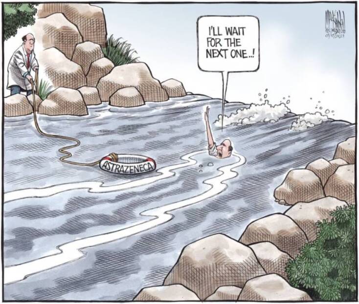 Γελοιογραφία του MacKinnon για τους αρνητές του εμβολίου της AstraZeneca κατά του κορωνοιού