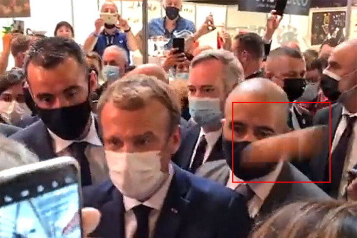 Δευτερόλεπτα πριν το βραστό αυγό βρει στον λαιμό τον Εμανουέλ Μακρόν @nassimkyy