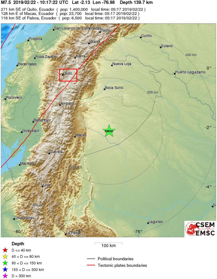 Ισχυρός σεισμός 7,5R στον Ισημερινό