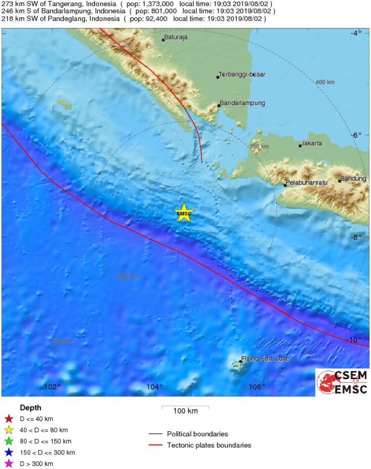 Ισχυρός σεισμός 7R στην Ινδονησία - Χάρτης με το επίκεντρο της δόνησης