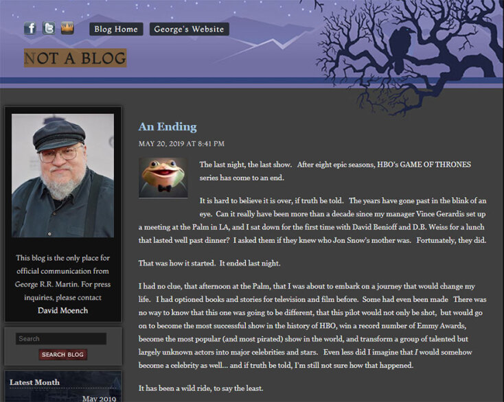 To post του George R.R. Martin για το τέλος του Game of Thrones