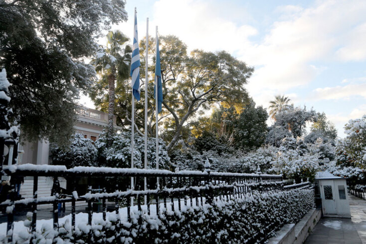Χιόνι στο Μέγαρο Μαξίμου