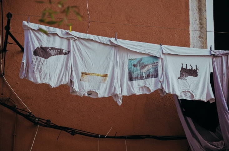 T-shirts hanging outside