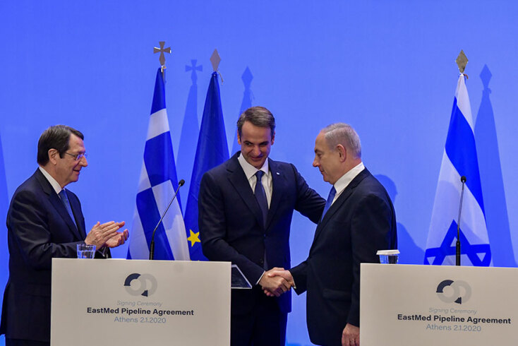 Τελετή υπογραφής της διακρατικής συμφωνίας για τον East Med μεταξύ Ελλάδας, Κύπρου και Ισραήλ