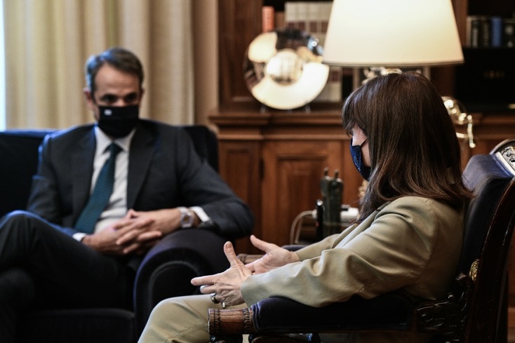 Ο πρωθυπουργός, Κυριάκος Μητσοτάκης, και η Πρόεδρος της Δημοκρατίας, Κατερίνα Σακελλαροπούλου