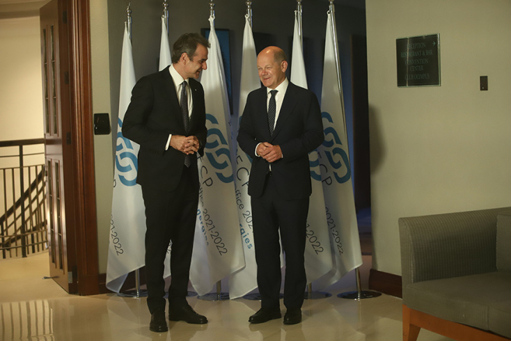 Συνάντηση Μητσοτάκη και Σολτς στη Θεσσαλονίκη