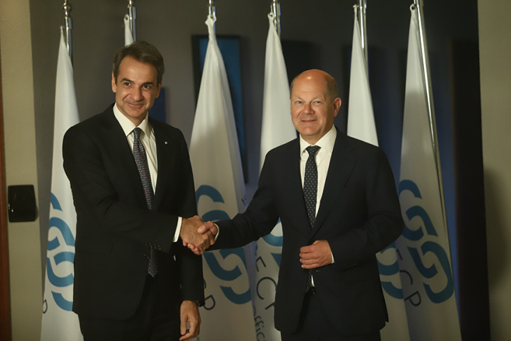 Συνάντηση Μητσοτάκη και Σολτς στη Θεσσαλονίκη