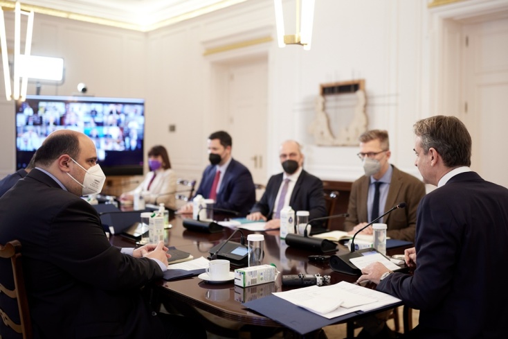 Στιγμιότυπο από τη συνεδρίαση του Υπουργικού Συμβουλίου υπό τον πρωθυπουργό Κυριάκο Μητσοτάκη