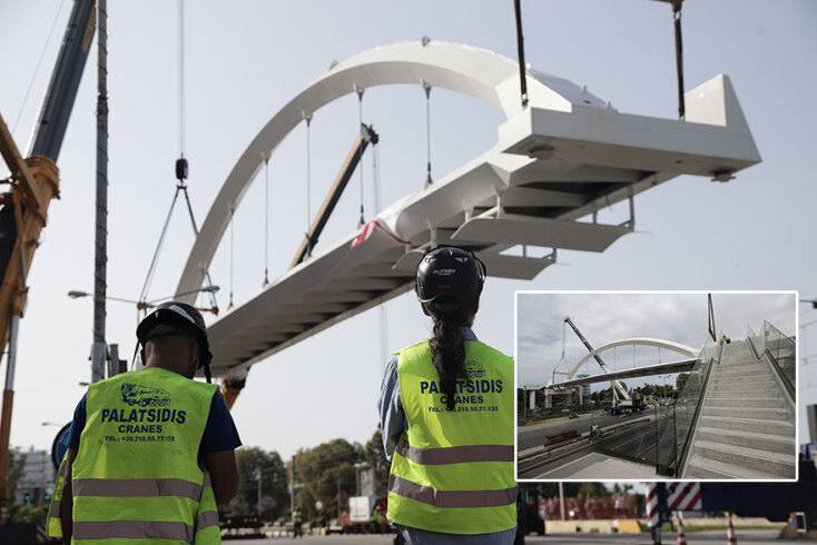 Τοποθετήθηκε η νέα πεζογέφυρα στη λεωφόρο Ποσειδώνος, στο ύψος του Αλίμου - Εύκολη πρόσβαση για κατοίκους και επισκέπτες