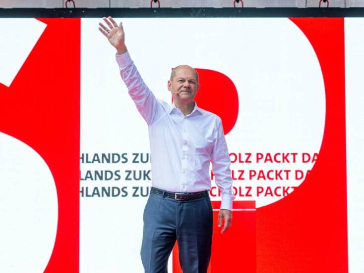 Ο Olaf Scholz στη διάρκεια της προεκλογικής του εκστρατείας