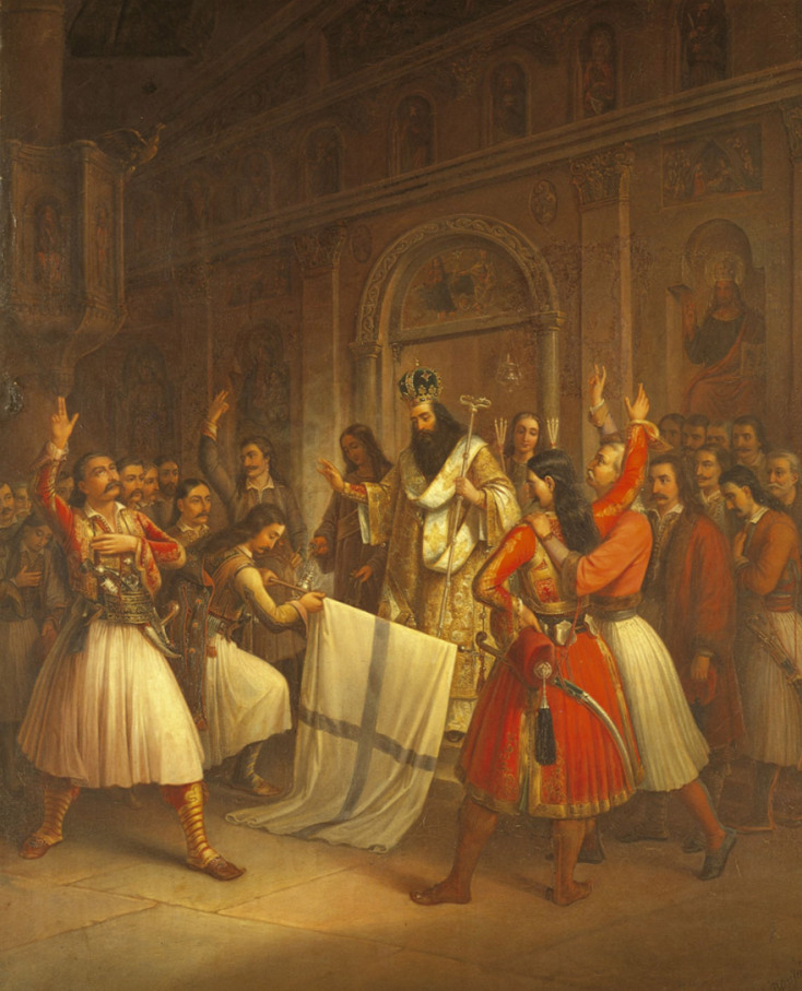 Θεόδωρος Βρυζάκης, Ο όρκος των αγωνιστών στην εκκλησία της Αγίας Λαύρας , 1851. Μουσείο Μπενάκη