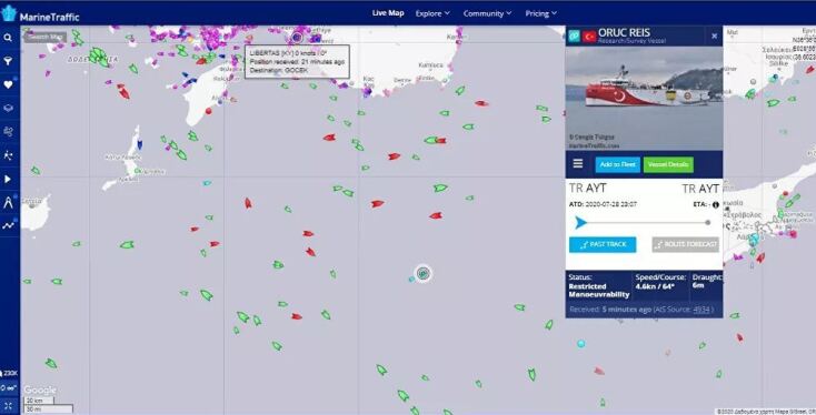 Εξήλθε από την ελληνική υφαλοκρηπίδα το τουρκικό σεισμογραφικό Oruc Reis