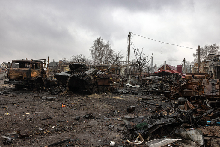 Πόλεμος στην Ουκρανία: Κατεστραμμένα ρωσικά άρματα μάχης